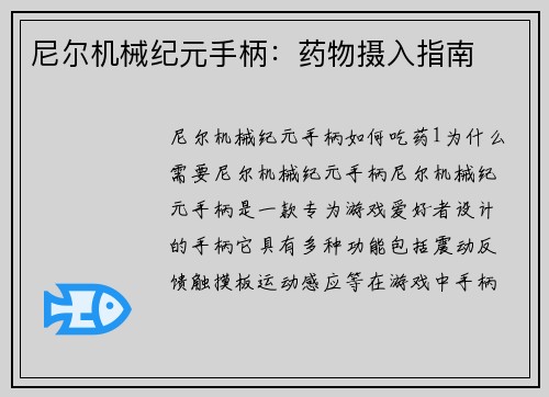 尼尔机械纪元手柄：药物摄入指南